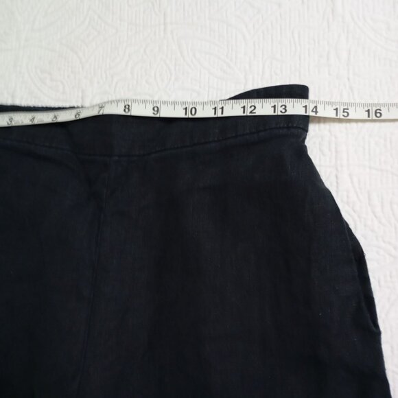 MNG 100% Linen Wide-Leg Pants M Womens Elastic Waist Relaxed Fit Black - Picture 8 of 10